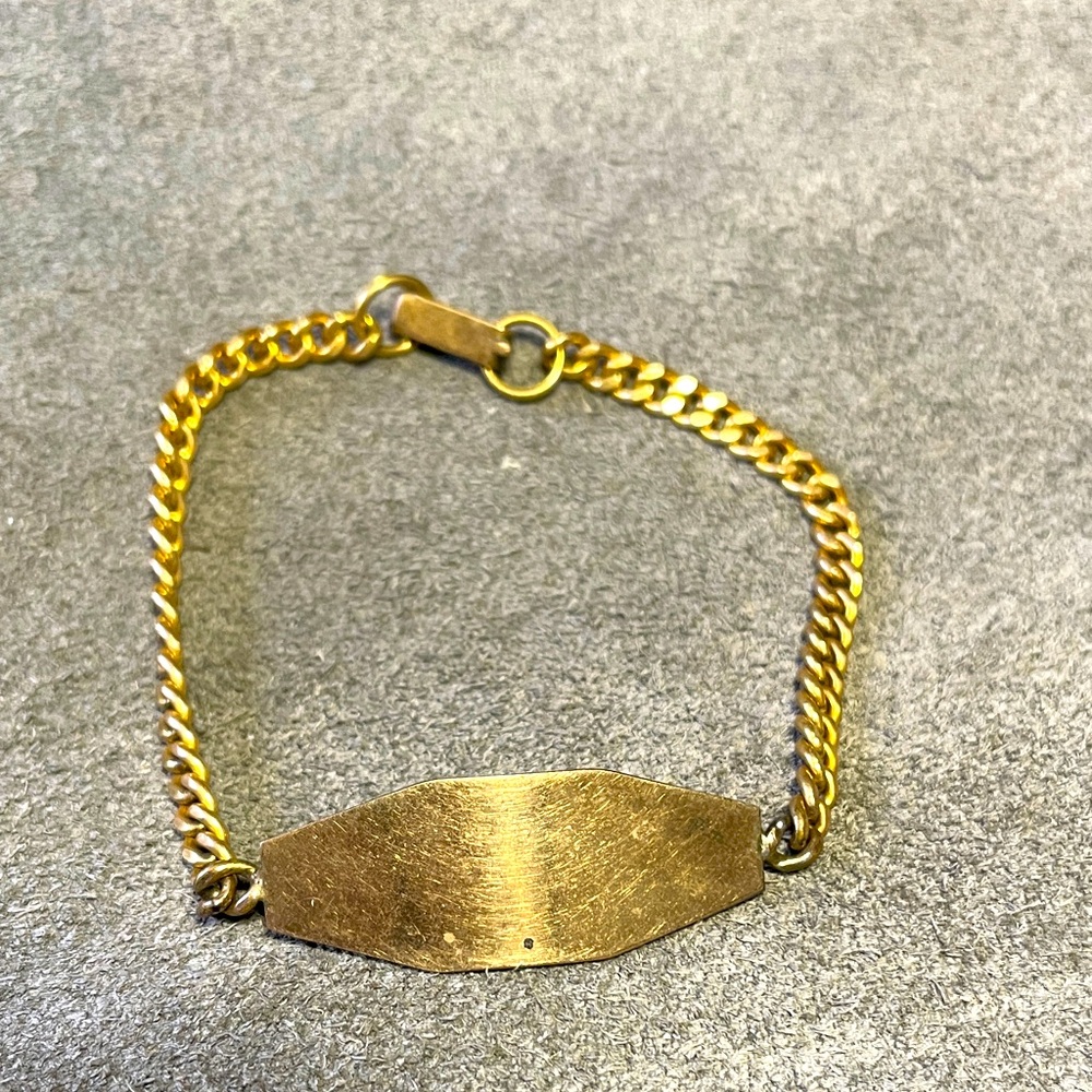 Vintage Gold filled Blank Nameplate ID Bracelet